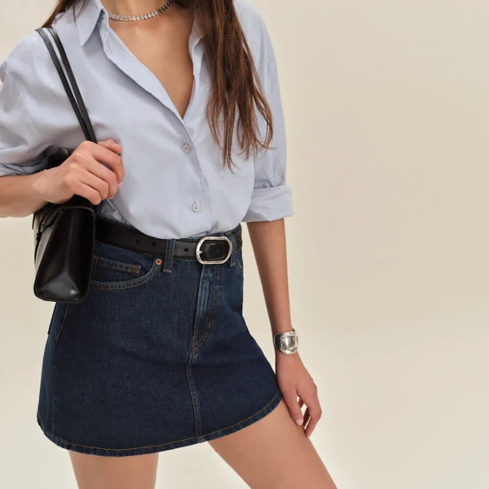 Reformation Lydia High Rise Denim Mini Skirt